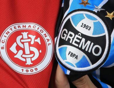 Escudos de Inter e Grêmio
