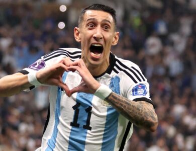 Ángel Di María em comemoração pela Argentina