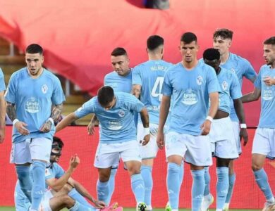 Jogadores do Celta de Vigo, da Espanha