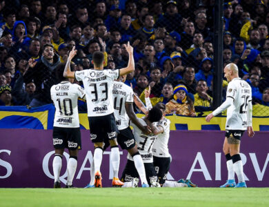 Jogadores do Corinthians em comemoração