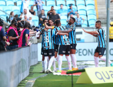 Jogadores do Grêmio em comemoração